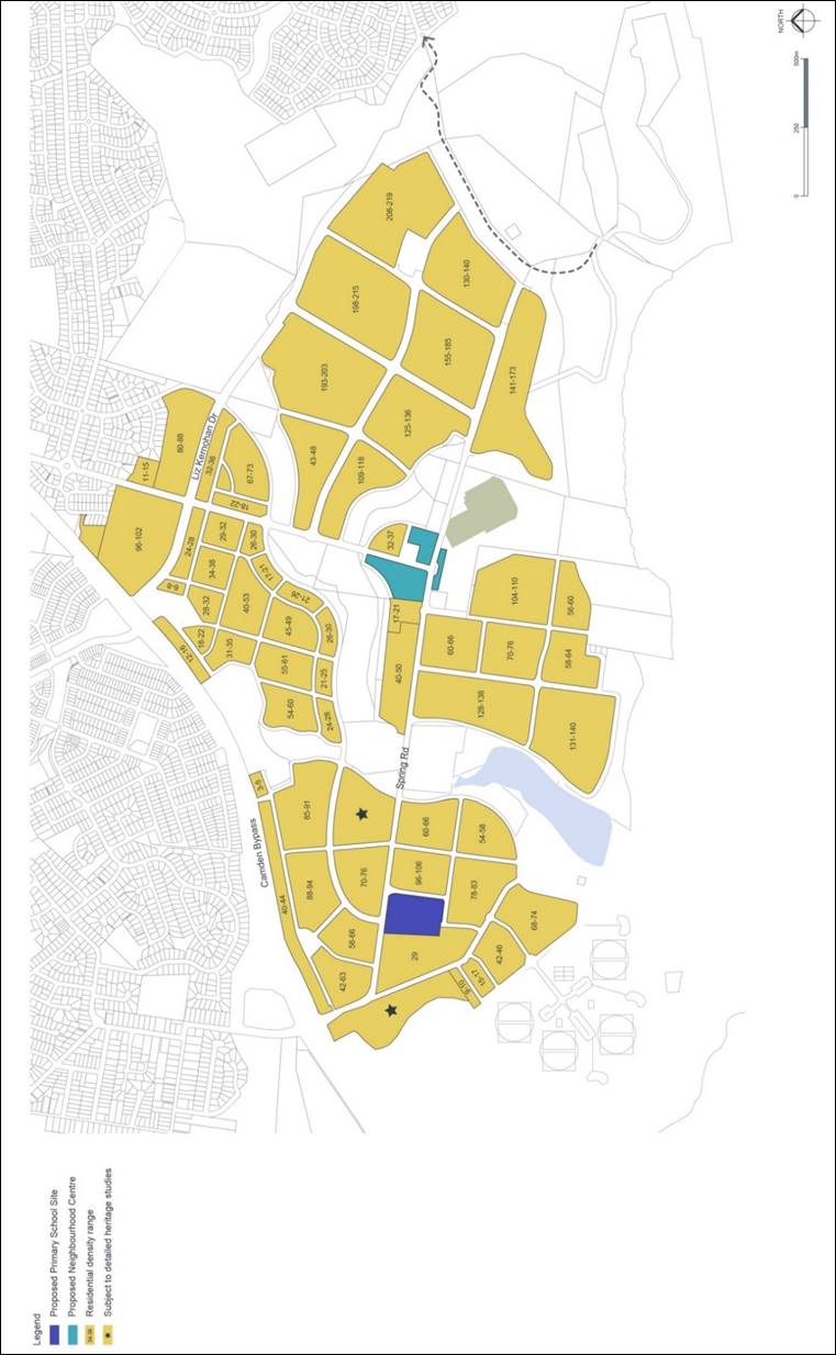 Figure 2-3: Spring Farm Residential Dwelling Density Range